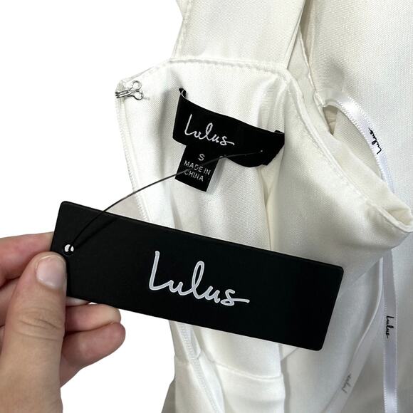 Lulus Divine Darling Ruffle Skater Dress NWT Women's Sz S White Wedding Mini - Picture 4 of 8